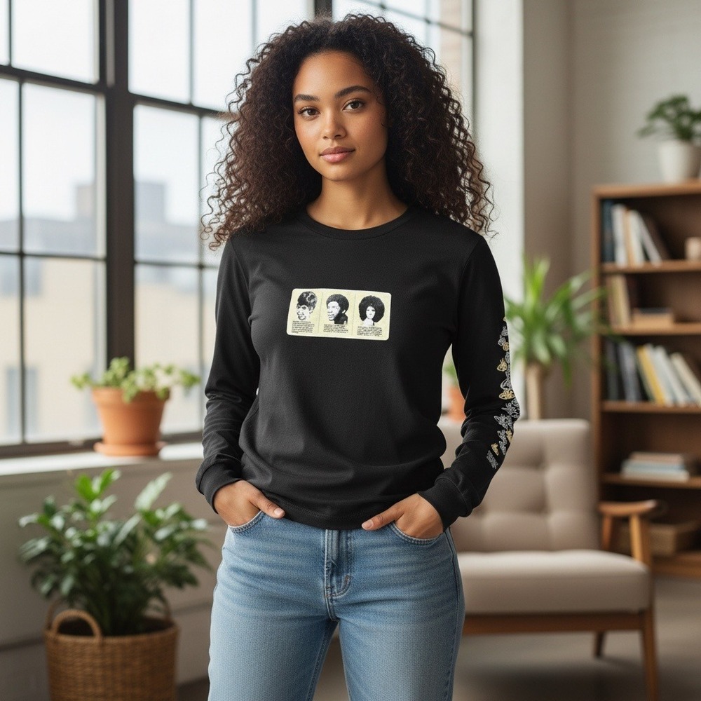 Vintage PNB Nation Long‎ Sleeve Graphic T Perm Happy Blowout Black Size M - NEW